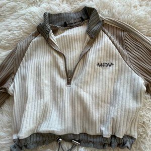 Maniere De Voir Ribbed Tracksuit Crop Top SZ UK8/US 4